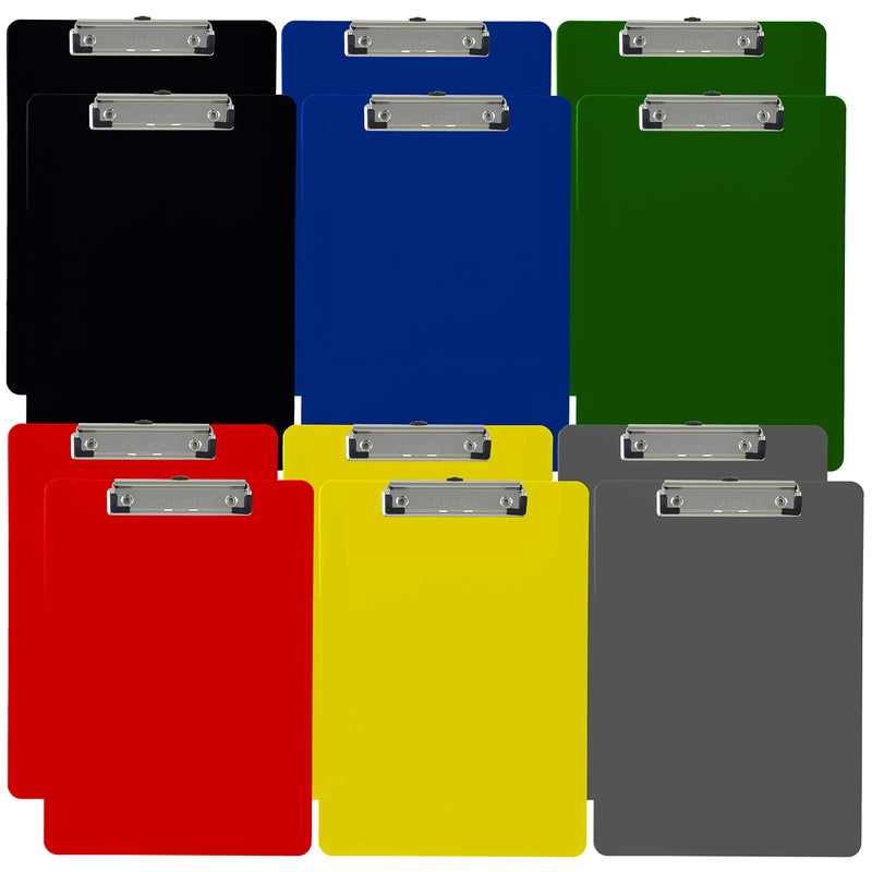Trade Quest Plastic Clipboard Opaque Color Letter Size Low Profile Clip (Pack of 12) (Assorted) - Image 1